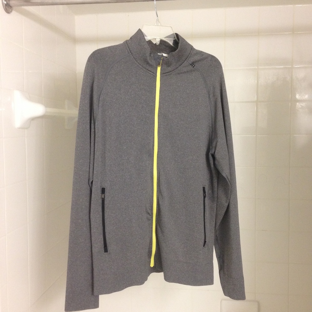 Lululemon Gray Pulse Jacket Track Large Yellow Zip